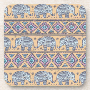Blauw Elephant Tribal Patroon Onderzetter