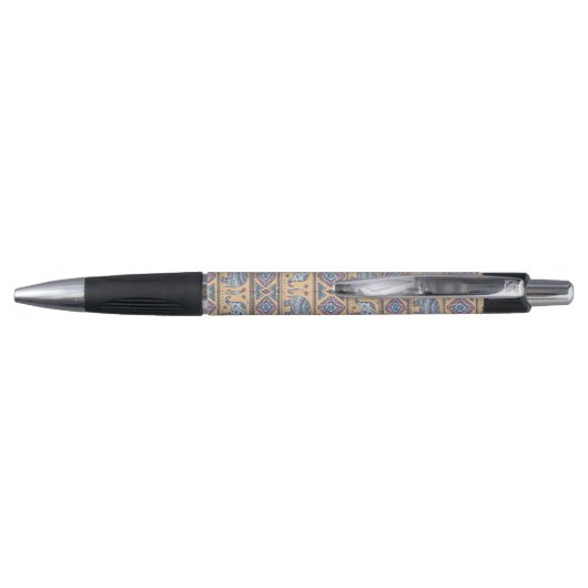 Blauw Elephant Tribal Patroon Pen (Achterkant)