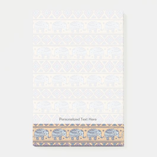Blauw Elephant Tribal Patroon Post-it® Notes (Voorkant)