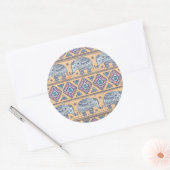 Blauw Elephant Tribal Patroon Ronde Sticker (Envelop)
