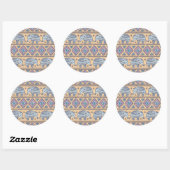 Blauw Elephant Tribal Patroon Ronde Sticker (Vel)