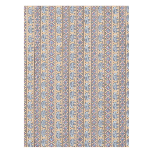 Blauw Elephant Tribal Patroon Tafelkleed (Voorkant)