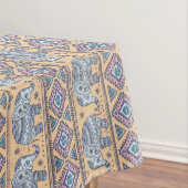 Blauw Elephant Tribal Patroon Tafelkleed (Voorbeeld)