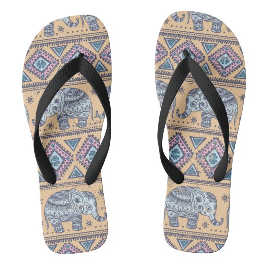 Blauw Elephant Tribal Patroon Teenslippers (Voetbed)