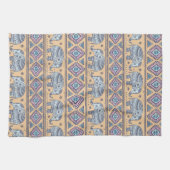 Blauw Elephant Tribal Patroon Theedoek (Horizontaal)