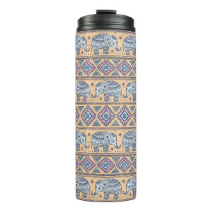Blauw Elephant Tribal Patroon Thermosbeker