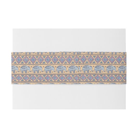 Blauw Elephant Tribal Patroon Uitnodigingen Wikkel (Achterkant Voorbeeld)
