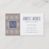 Blauw Elephant Tribal Patroon Visitekaartje (Voorkant)