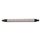Blauw Elephant Tribal Patroon Zwarte Inkt Pen (Voorkant)