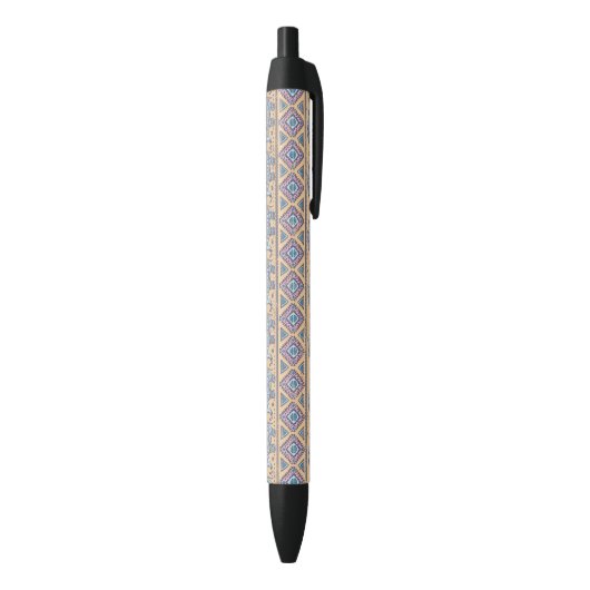 Blauw Elephant Tribal Patroon Zwarte Inkt Pen (Achterkant (Verticaal))