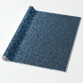 Blauw Ellegant Victoriaans Bloemstuk Cadeaupapier  (Uitgerold)