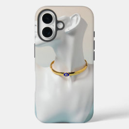 Blauw Emaille Boze Oog Choker Ketting iPhone 16 Hoesje