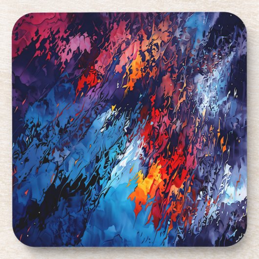 Blauw Ember Blauw Rood Hedendaagse Abstracte Kunst Bier Onderzetter (Voorkant)