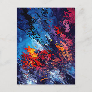 Blauw Ember Blauw Rood Hedendaagse Abstracte Kunst Briefkaart
