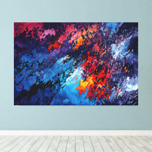 Blauw Ember Blauw Rood Hedendaagse Abstracte Kunst Canvas Afdruk