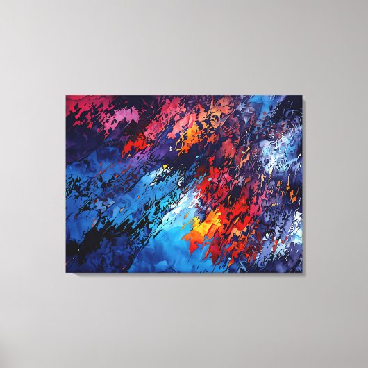 Blauw Ember Blauw Rood Hedendaagse Abstracte Kunst Canvas Afdruk (Voorkant)