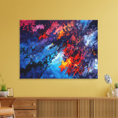Blauw Ember Blauw Rood Hedendaagse Abstracte Kunst Canvas Afdruk (Insitu (Woonkamer))