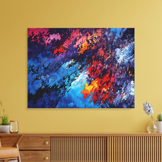 Blauw Ember Blauw Rood Hedendaagse Abstracte Kunst Canvas Afdruk (Insitu (Woonkamer))