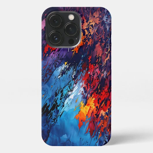 Blauw Ember Blauw Rood Hedendaagse Abstracte Kunst iPhone Hoesje (Achterkant)