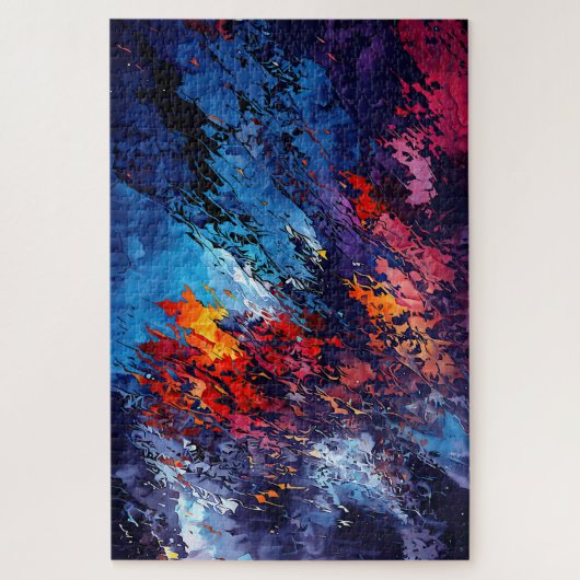 Blauw Ember Blauw Rood Hedendaagse Abstracte Kunst Legpuzzel (Verticaal)