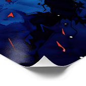 Blauw Ember Blauw Rood Hedendaagse Abstracte Kunst Perfect Poster (Hoek)