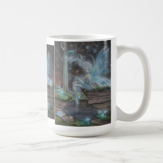 Blauw Ember Fee Fantasy Kunstmok door Molly Harris Koffiemok (Rechts)