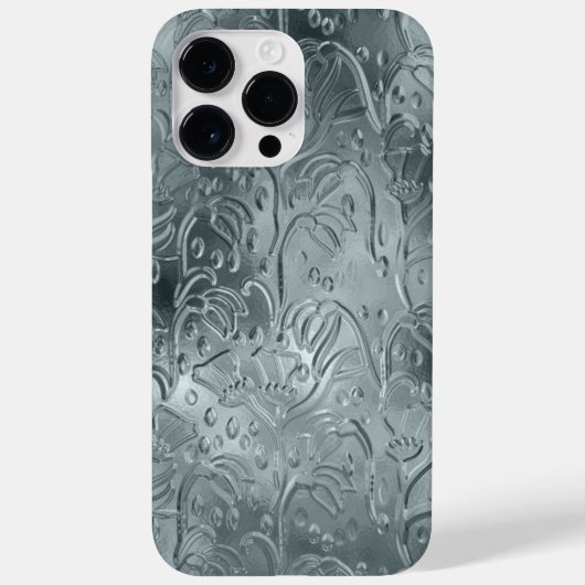 BLAUW EMBOSSED METALLIC LOOK ORNAMATION Case-Mate iPhone CASE (Achterkant)