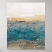 Blauw en aardetonen gestructureerde abstracte kuns poster (Voorkant)