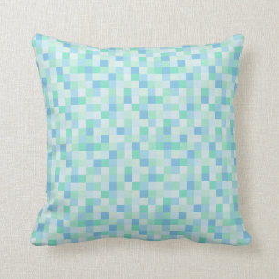Blauw en Aqua Blue Squares Kussen