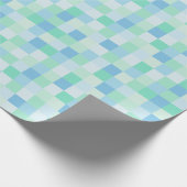 Blauw en Aqua Blue Squares Verpakkingspapier Cadeaupapier (Hoek)