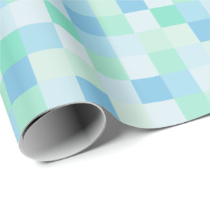 Blauw en Aqua Blue Squares Verpakkingspapier Cadeaupapier