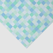 Blauw en Aqua Blue Squares Weefpapier Tissuepapier (Detail)