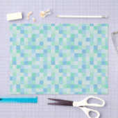 Blauw en Aqua Blue Squares Weefpapier Tissuepapier (Craft)