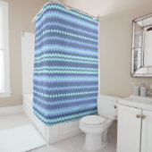 Blauw en Aqua Chevron Shower Curtain Douchegordijn (In situ)