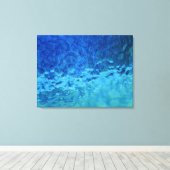 Blauw en aqua gebrandschilderd glas canvas afdruk (Insitu (Houten vloer))