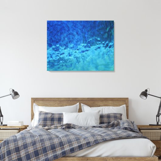 Blauw en Aqua Glas in lood Canvas Afdruk (Insitu (Slaapkamer))