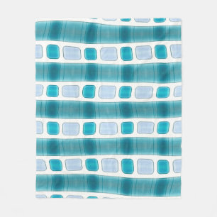 Blauw en Aqua Modern Gestreepte Patroon Dekbed Fleece Deken