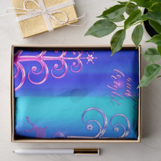 Blauw en Aqua Modern Kerstmis Tissuepapier (Geschenk)