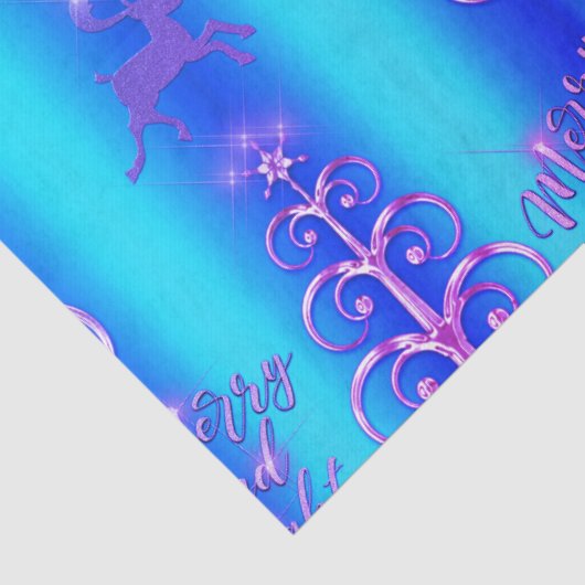 Blauw en Aqua Modern Kerstmis Tissuepapier (Detail)