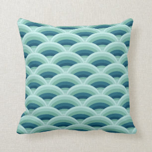 Blauw en Aqua Scallop Waves Decor Pillow Kussen