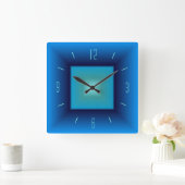  blauw en Aqua> Square Kitchen Clock Vierkante Klok (Huis)