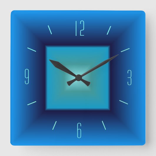  blauw en Aqua> Square Kitchen Clock Vierkante Klok (Voorkant)