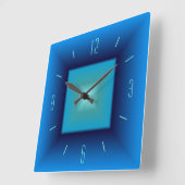  blauw en Aqua> Square Kitchen Clock Vierkante Klok (Hoek)