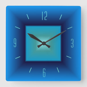blauw en Aqua> Square Kitchen Clock Vierkante Klok