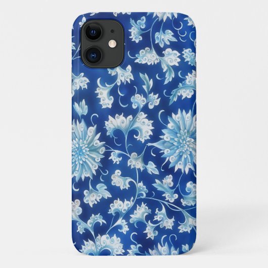 Blauw en Aqua  Style Floral Art Phone Case (Achterkant)