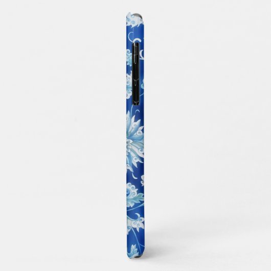 Blauw en Aqua Style Floral Art Phone Case (Achterkant/links)