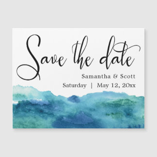 Blauw en Aqua Waterverf Sla de datum op met de mag