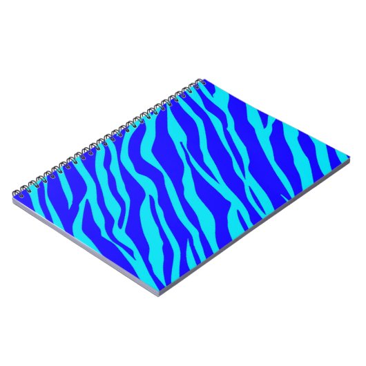 Blauw en Aqua Zebra gestreept Notitieboek (Linkerzijde)