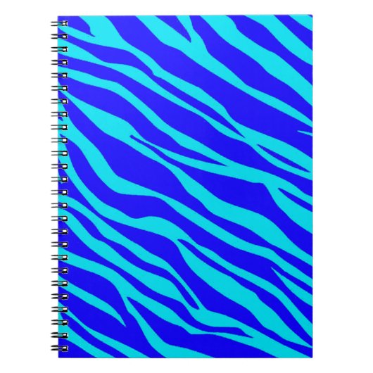 Blauw en Aqua Zebra gestreept Notitieboek (Voorkant)