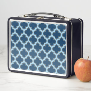 Blauw en Baby Blauw Trellis, Lattice, Quatrefoil